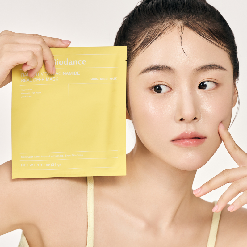 biodance Radiant Vita-Mask Sheet Mask 黄色 Biodance Radiant Vita Niacinamide Real Deep Mask (Yellow) – Kiokii
