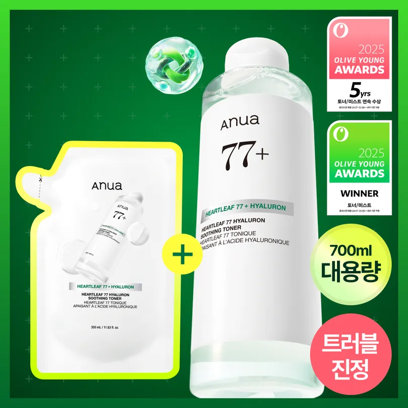 Heartleaf 77 Hyaluron Soothing Toner 350ml Refill Set