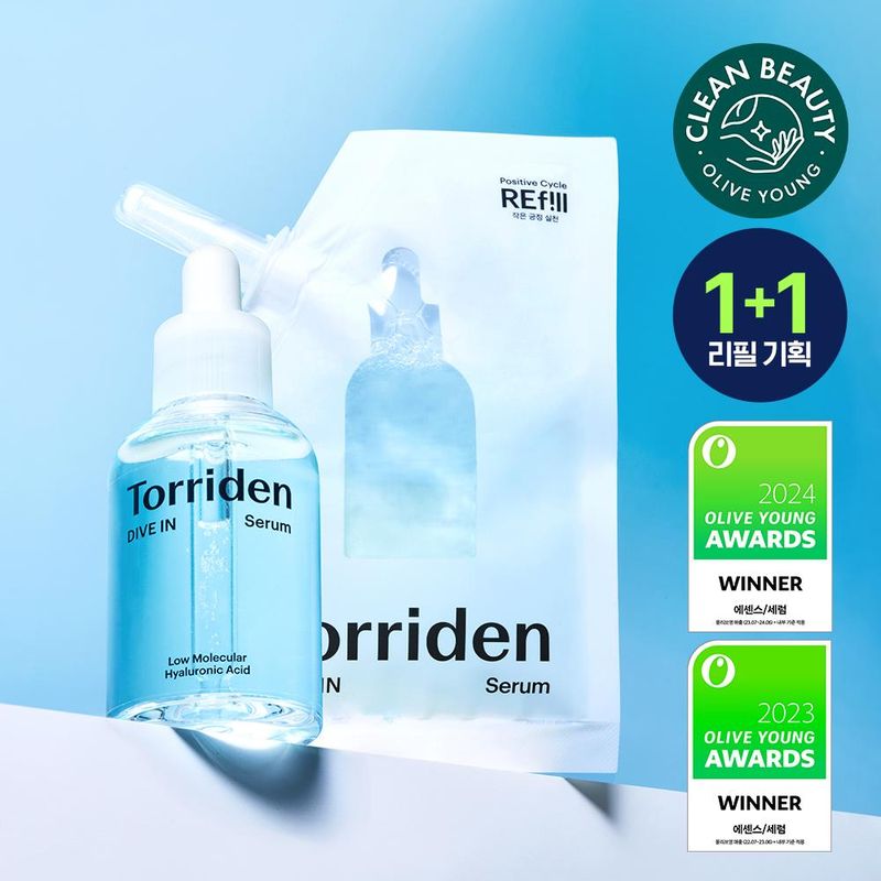 ★2025 Awards★ Torriden Dive-In Low Molecular Hyaluronic Acid Serum 100ml Limited Refill Set (+Refill 50ml+Cream 50ml+Pad 10P+Balan