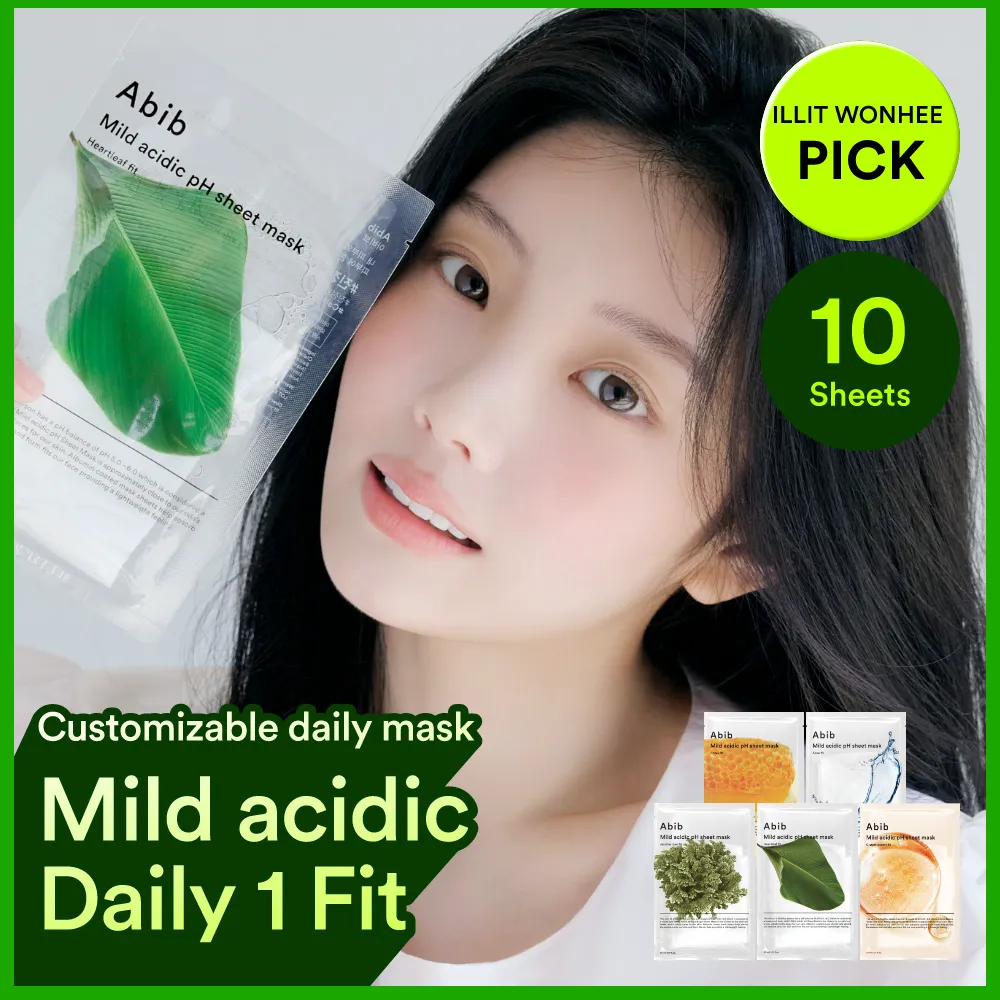 Abib Mild Acidic pH Sheet Mask (10 sheet) – Heartleaf / Jericho Rose / Aqua / Glutathione / Honey