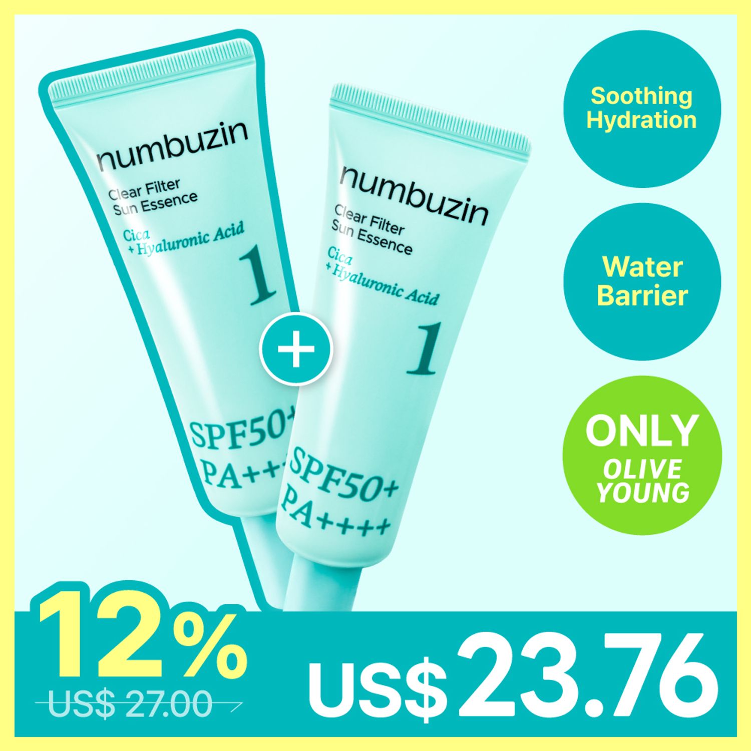 [Duo Set] numbuzin No. 1 Clear Filter Sun Essence SPF50+ PA++++ 50mL + 50mL Duo Set | OLIVE YOUNG Global