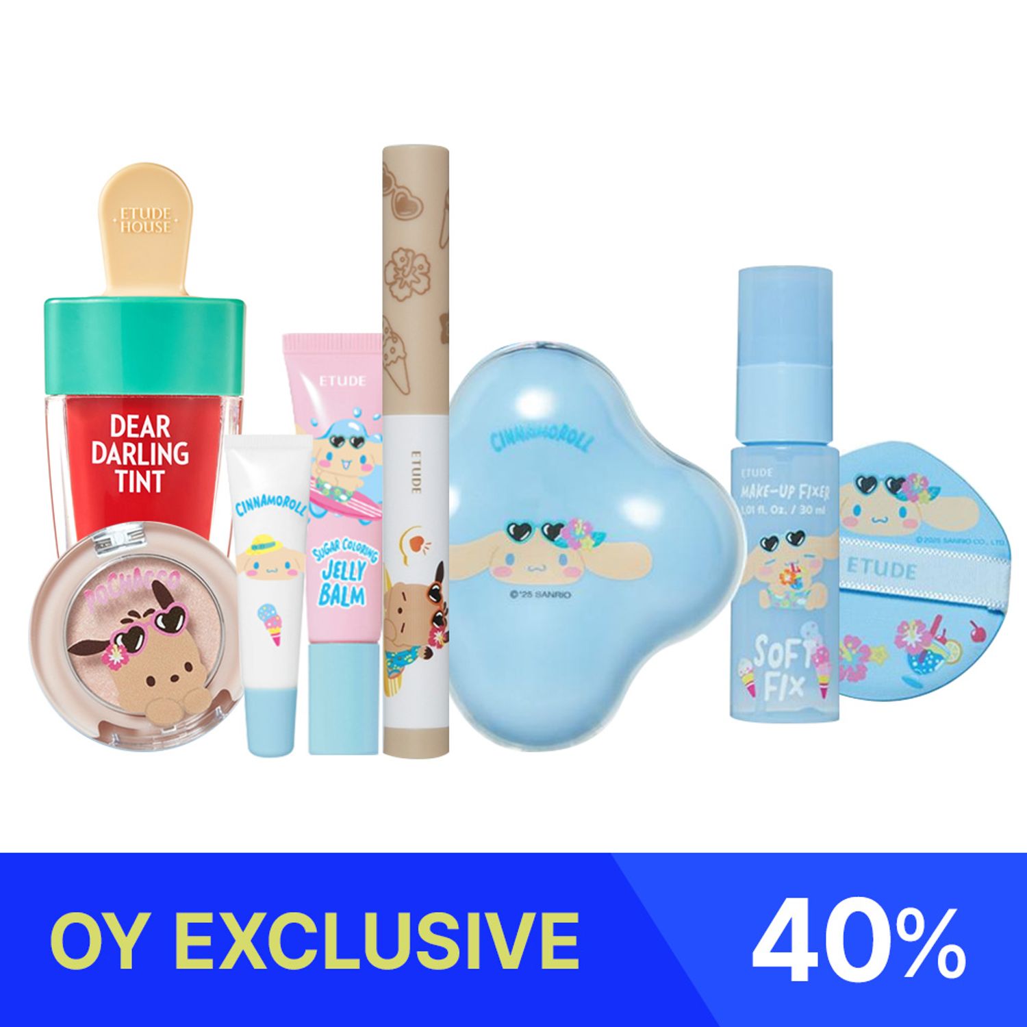 ETUDE X TANNING SANRIO SET (Cushion, Fixer Mist, Re-born Maker, Jelly Balm, Highlighter, Tint) | OLIVE YOUNG Global