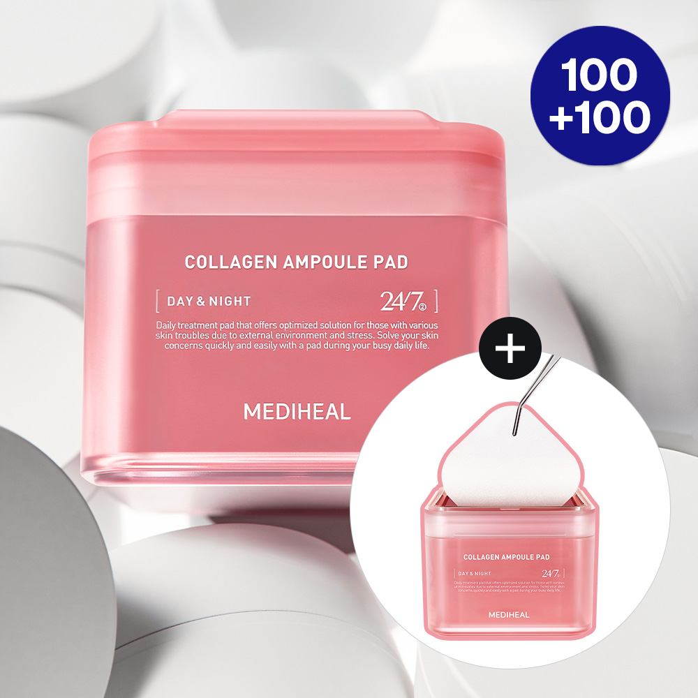 MEDIHEAL Collagen Ampoule Pad 100 Pads Double Pack Set | OLIVE