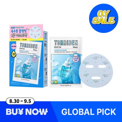[Sanrio EDITION][Upgraded] Torriden Dive In Low Molecular Hyaluronic Acid Mask 10ea (2 Options)