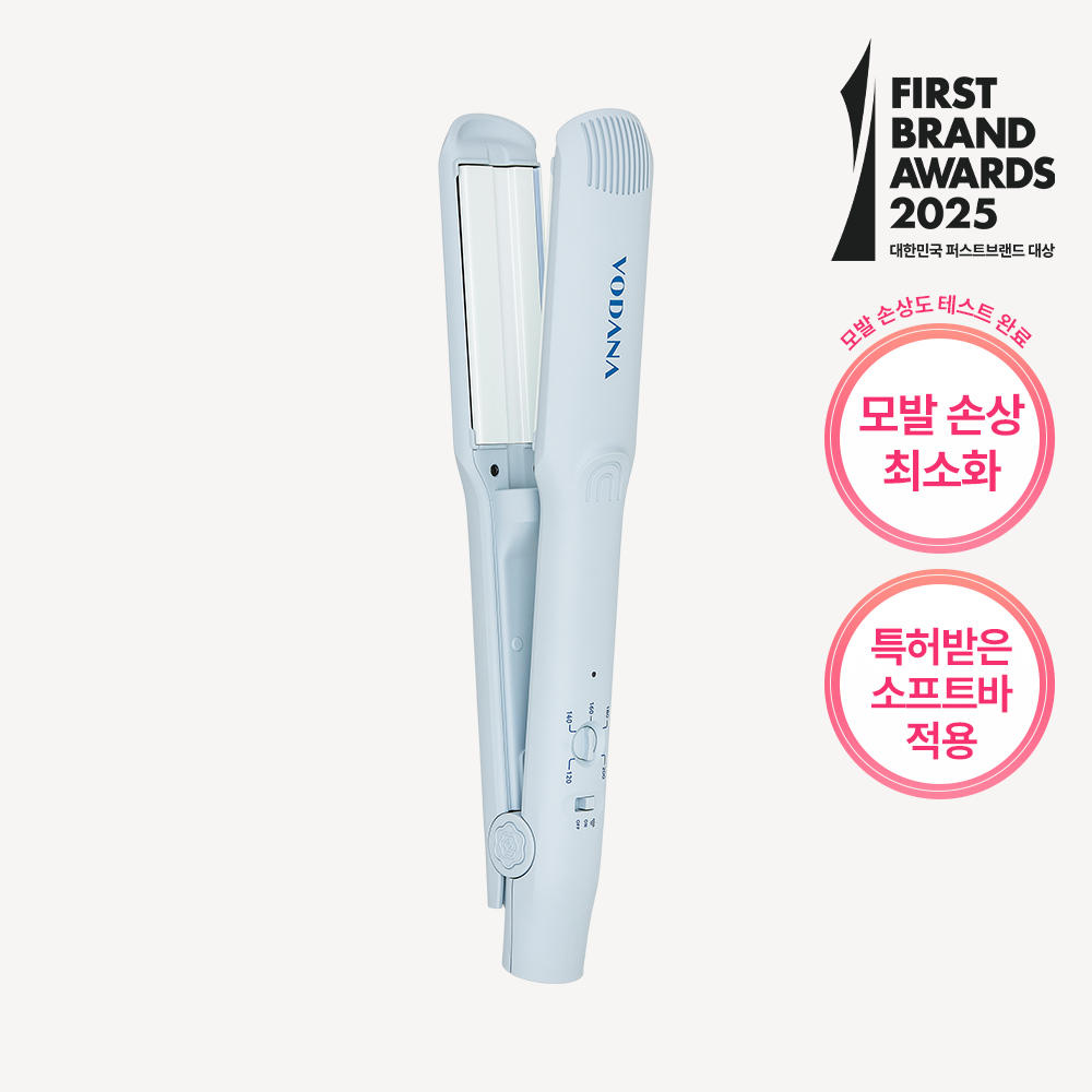 VODANA ヘアアイロン ブルー専用ケース付き VODANA エアテック ルートパーマ スリムアイロン パウダーブルー