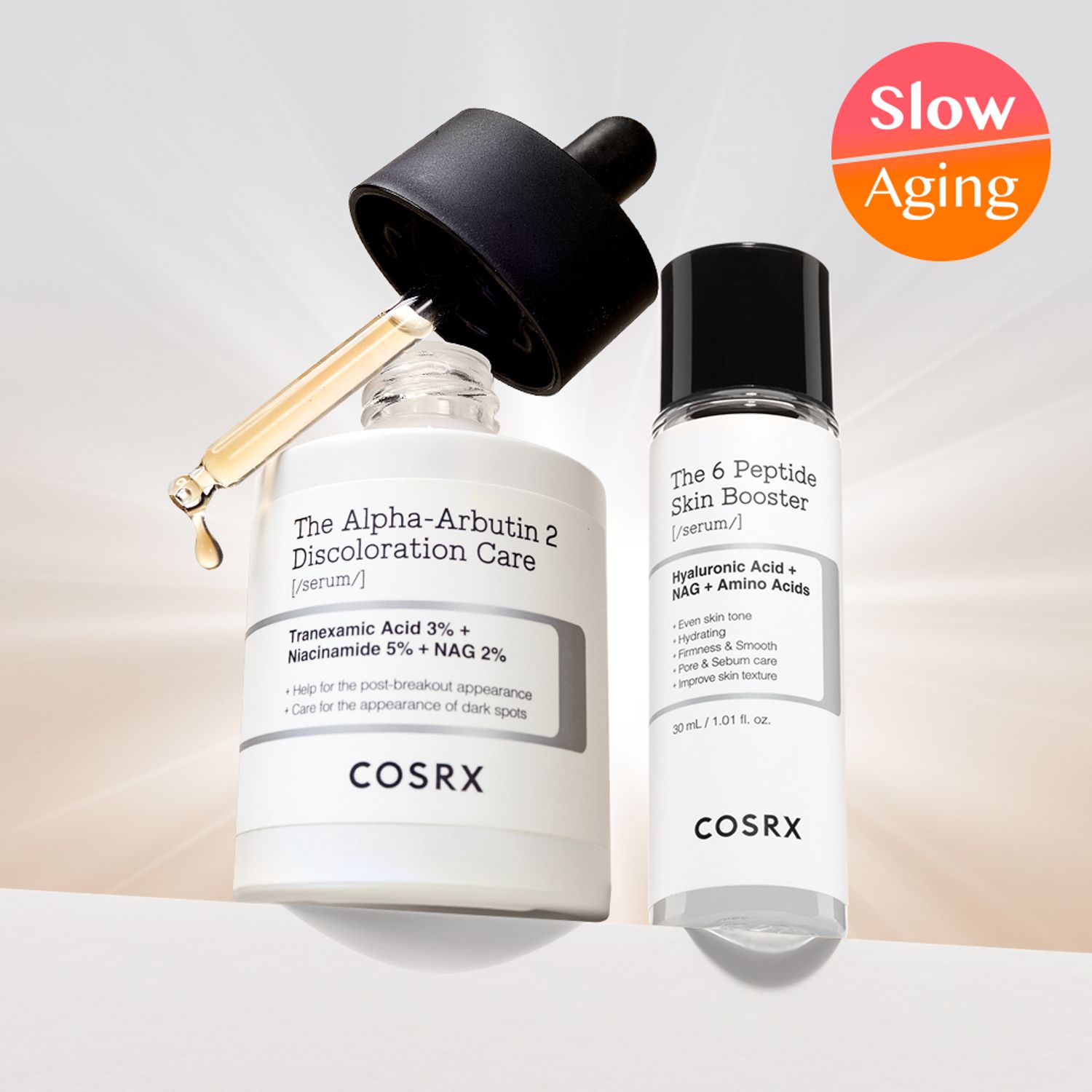COSRX The Alpha-Arbutin 2 Discoloration Care Serum 50ml Set (+Peptide Serum 30ml) | OLIVE YOUNG Global