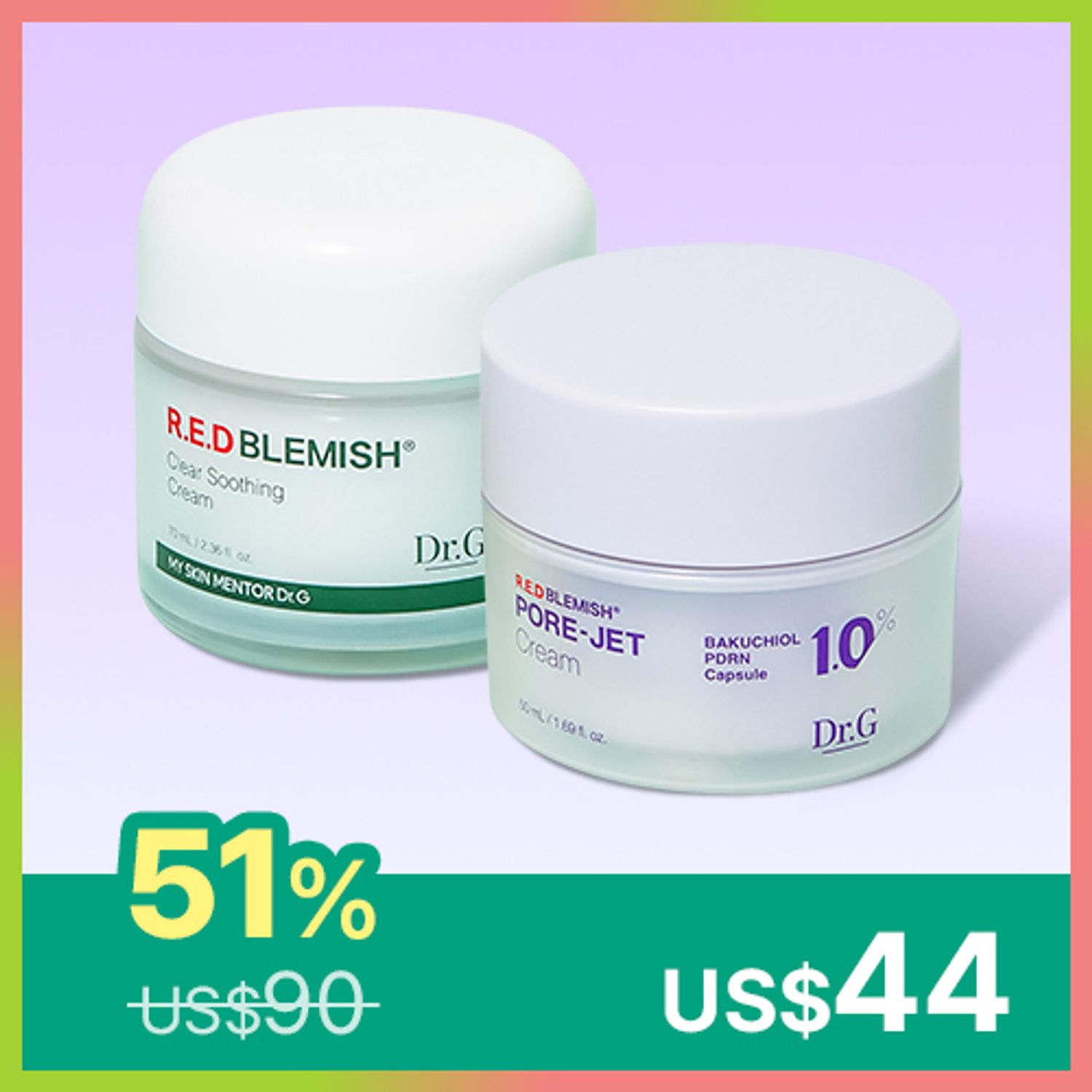 Dr.G Red Blemish Clear Soothing Cream & Bakuchiol Pore-Jet Cream Duo Set | OLIVE YOUNG Global