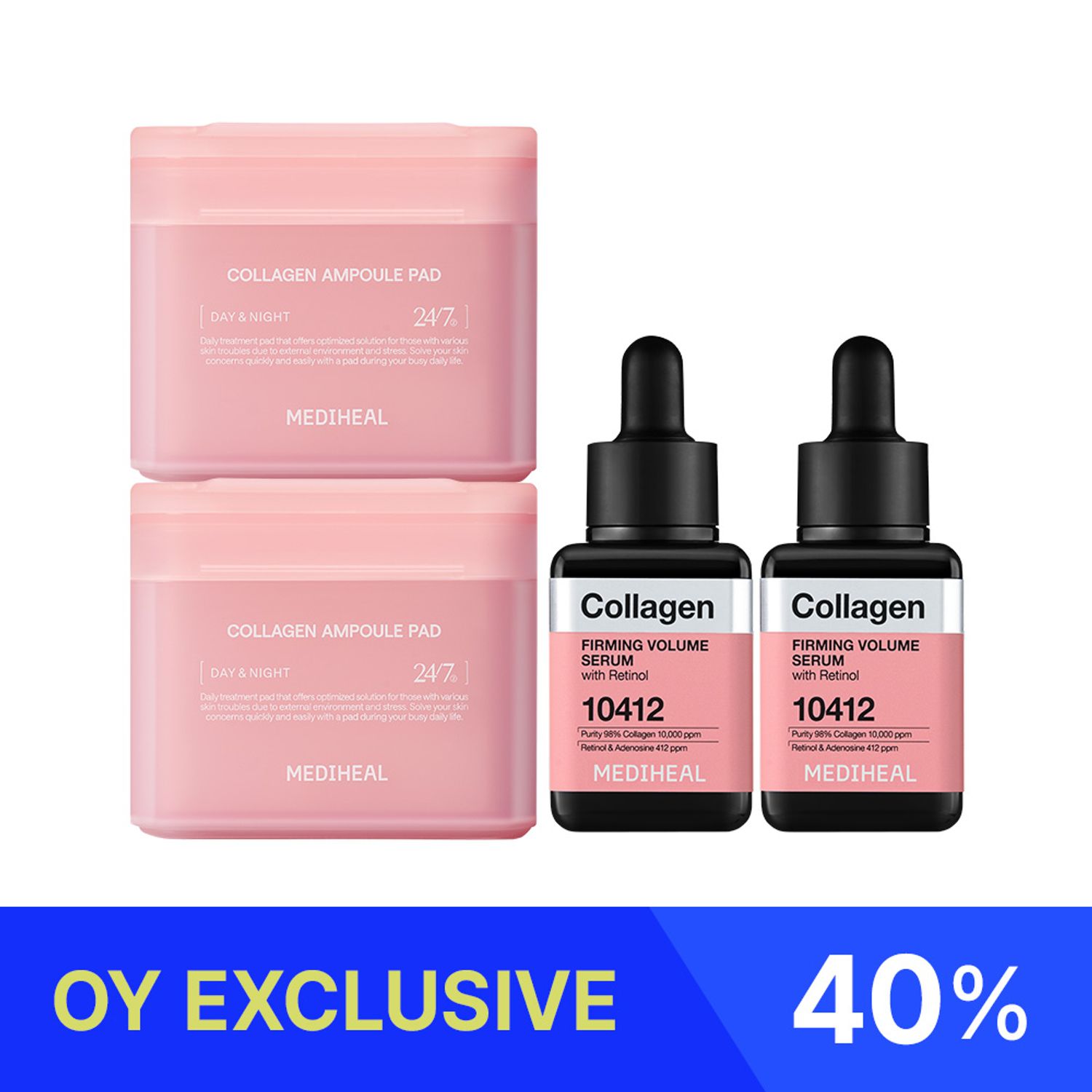 MEDIHEAL Collagen Set {Collagen Ampoule Pad Double Set + Collagen Serum Double Set) | OLIVE YOUNG Global