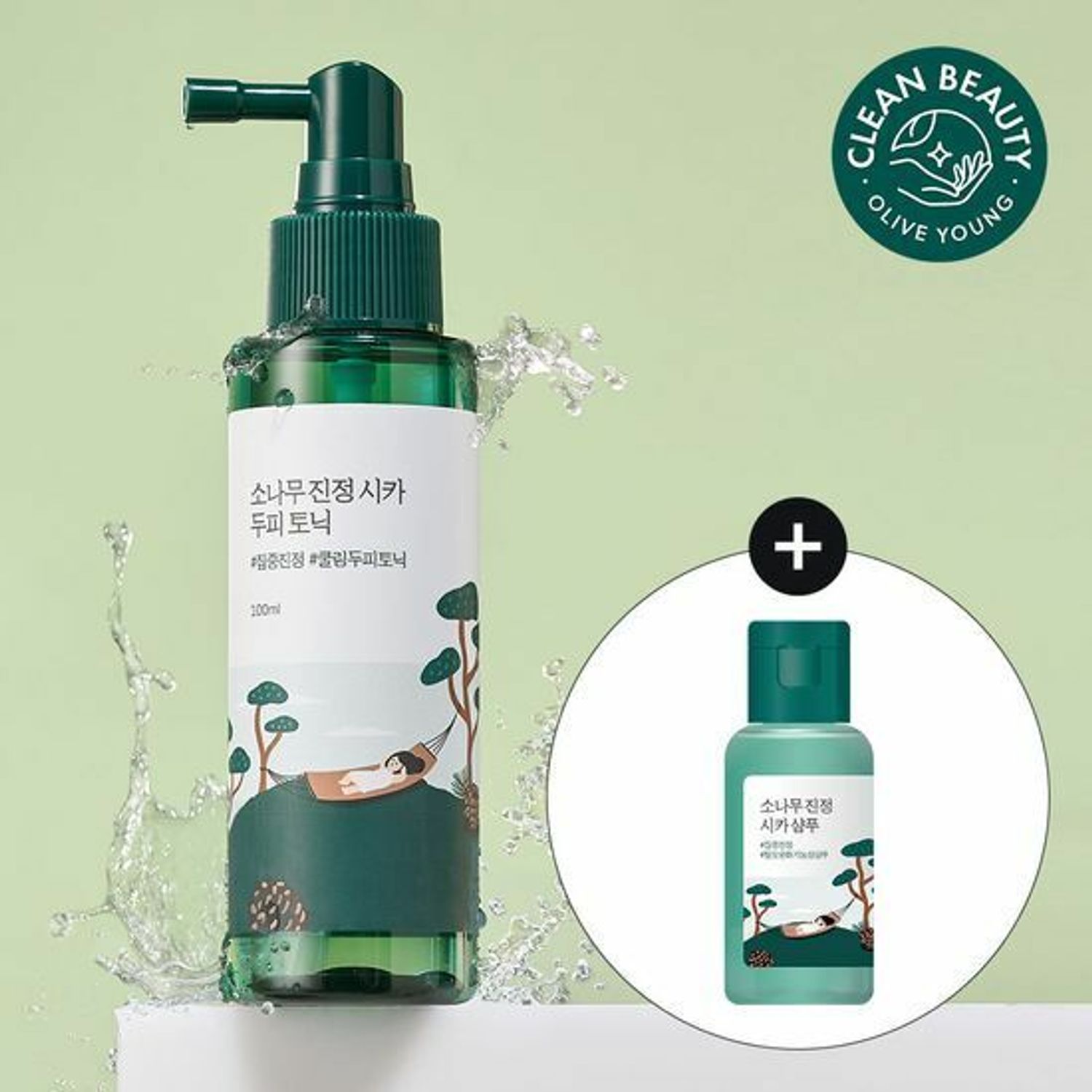 ROUND LAB Pine Calming Cica Scalp Tonic 100ml Set (+Shampoo 50ml) | OLIVE YOUNG Global