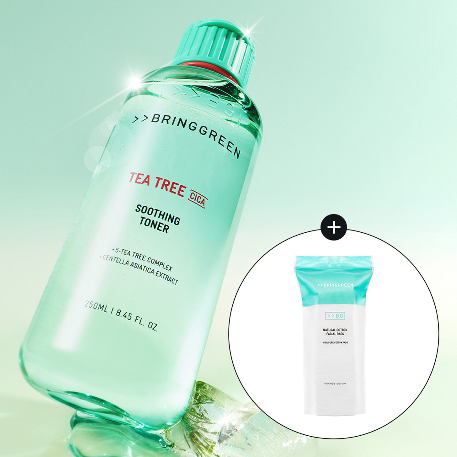 BRINGGREEN Tea Tree Cica Soothing Toner 500ml Set (+Cotton Pads) | OLIVE YOUNG Global