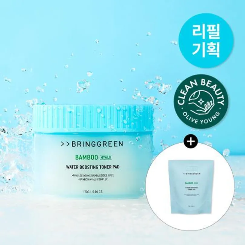 Bamboo Hyalu Water Boosting Toner Pad 80P Set (+Refill 80P)