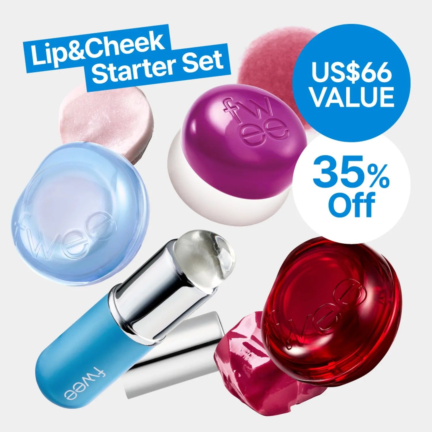 fwee TRIPLE Lip&Cheek Pots & Jumbo Brush Set (2 options) | OLIVE YOUNG Global