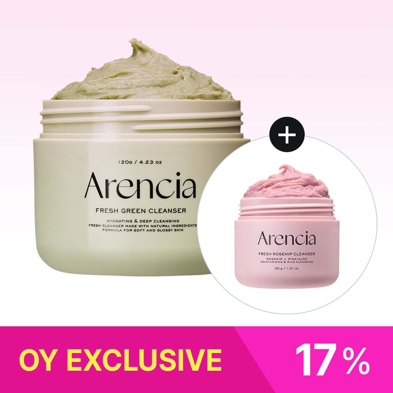 ★OY EXCLUSIVE★ Arencia Fresh Green Rice Mochi Cleanser 120g Set (+ Rosehip Cleanser 30g) | OLIVE YOUNG Global