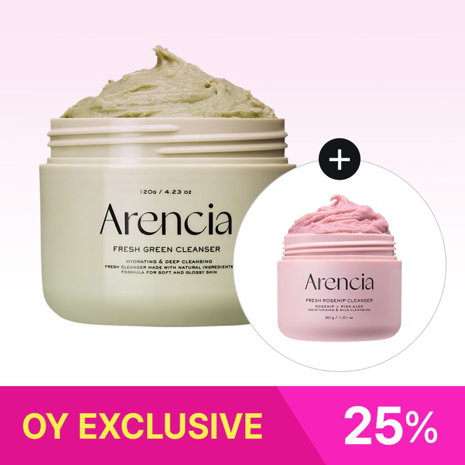 ★OY EXCLUSIVE★ Arencia Fresh Green Rice Mochi Cleanser 120g Set (+ Rosehip Cleanser 30g) | OLIVE YOUNG Global