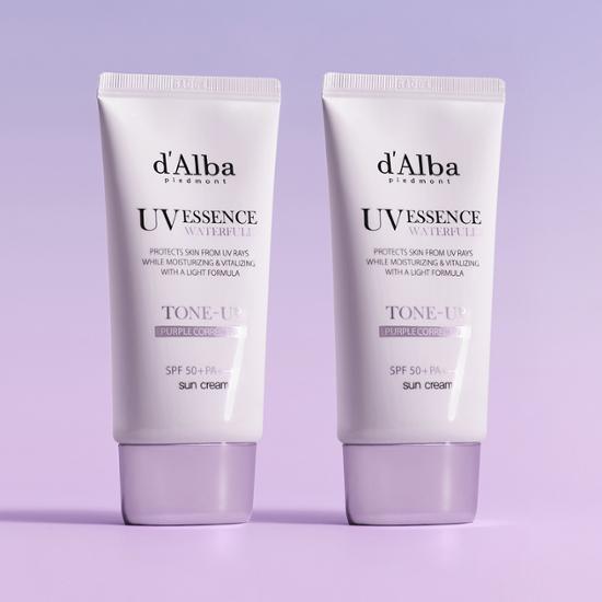 d'Alba Waterful Tone Up Sun Cream Purple 50mL Duo Set | OLIVE