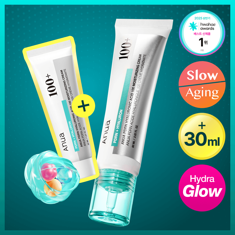 Anua PDRN Hyaluronic Acid 100 Moisturizing Cream 60ml Set (+30ml