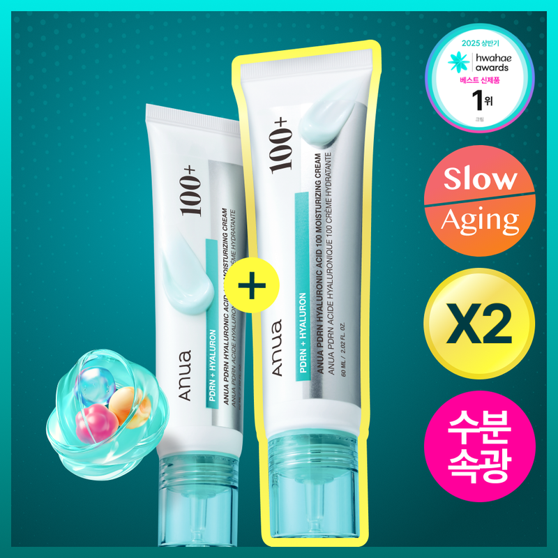 Anua PDRN Hyaluronic Acid 100 Moisturizing Cream 60ml*2ea