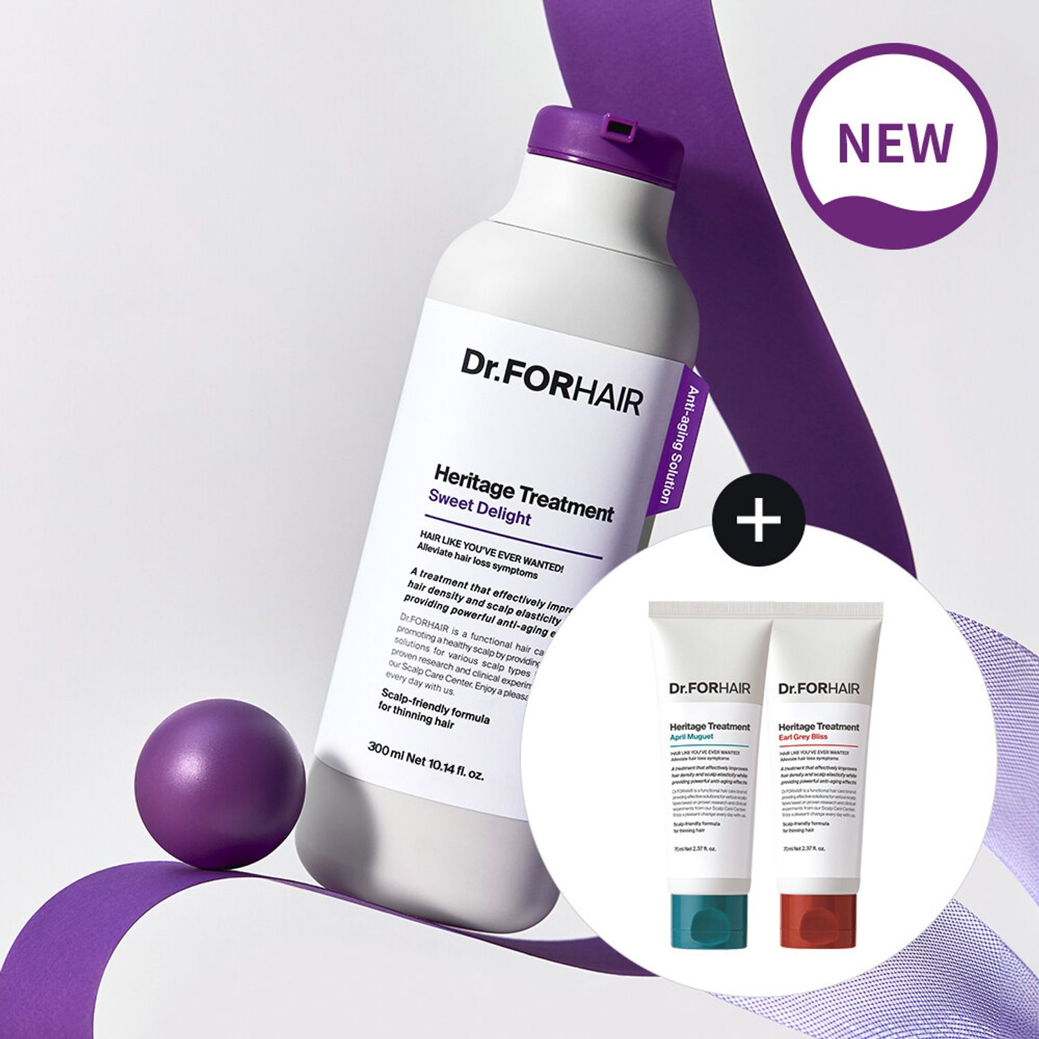 Dr.forhair Heritage Treatment Sweet Delight 300ml Set (+Earl Grey Bliss 70ml+April Muguet 70ml) | OLIVE YOUNG Global