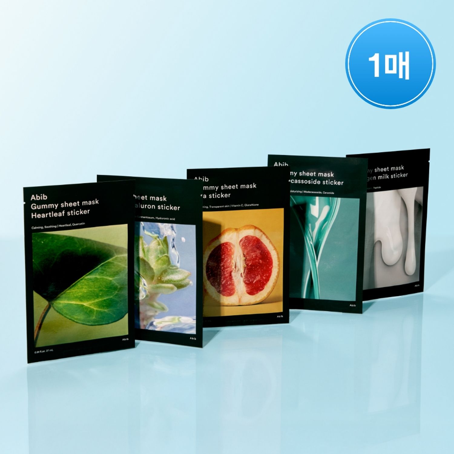 Abib Gummy Sheet Mask Sticker (1 sheet) – Heartleaf / Sedum Hyaluron / Madecassoside / Collagen Milk / Vita | OLIVE YOUNG Global