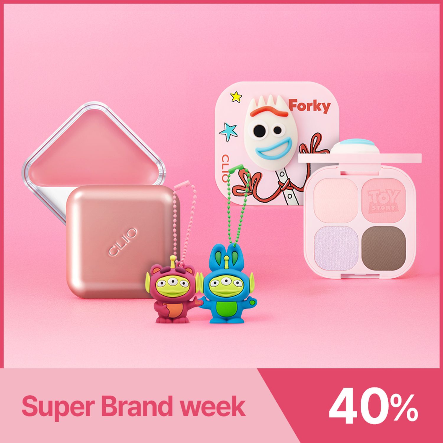★OY Exclusive★ CLIO X Toy Story Color Makeup Set(Eye Pallete Cube #CheekyForky, Essential Lipcheek Tap Blur, Allen Figure Keyring) | OLIVE YOUNG Global