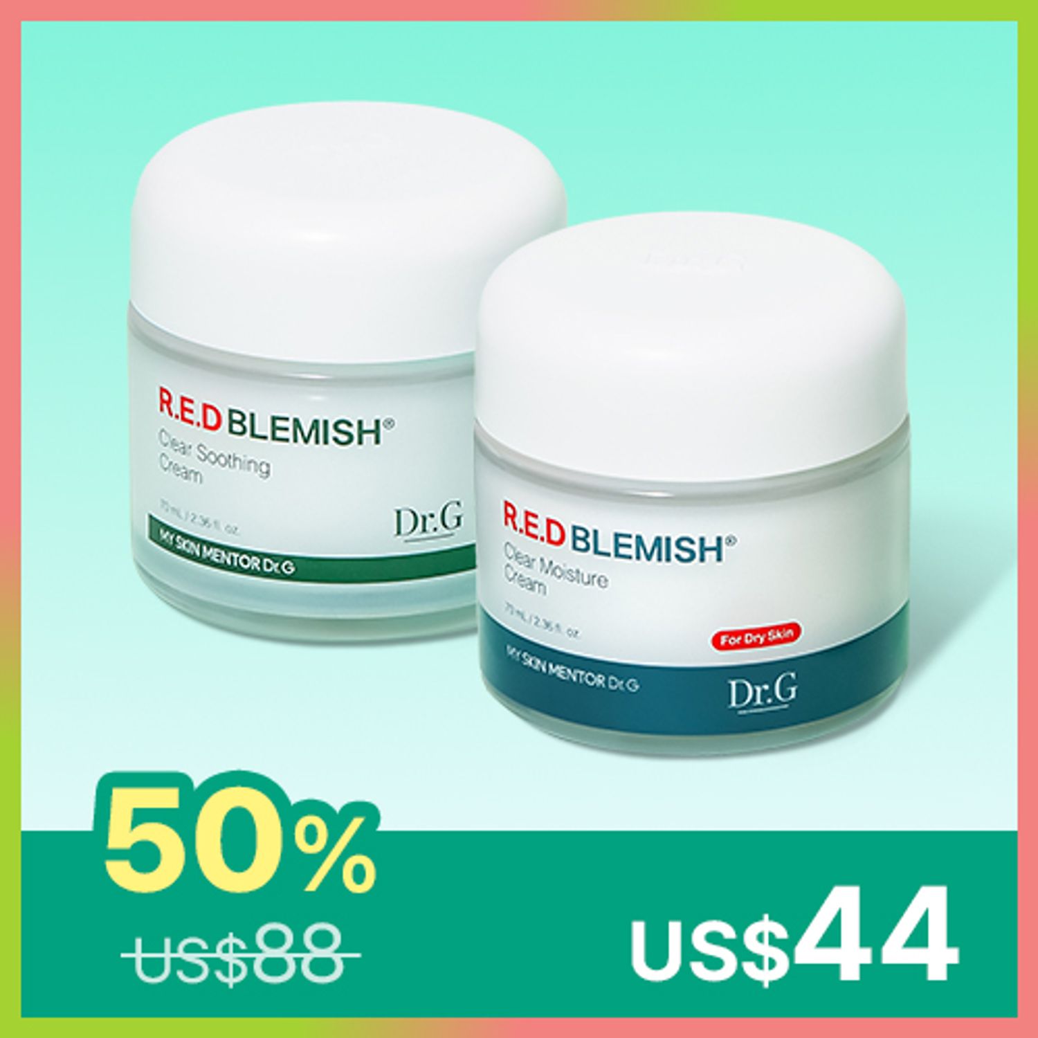 Dr.G Red Blemish Clear Soothing Cream & Moisture Cream Duo Set | OLIVE YOUNG Global