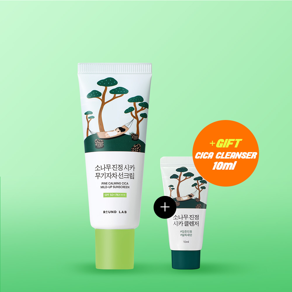 ROUND LAB Pine Calming Cica Mild-Up Sunscreen 40ml Set (+Pine