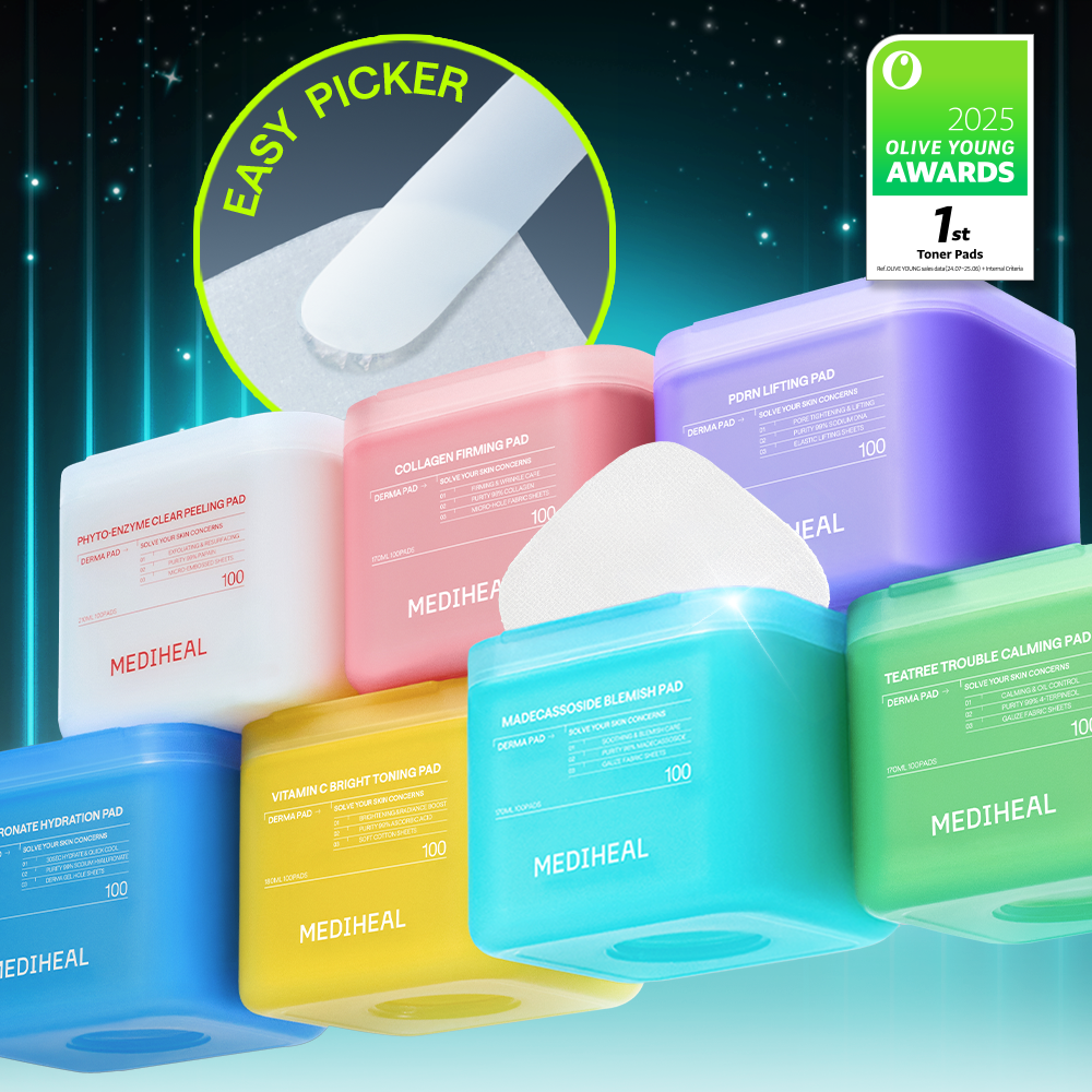 MEDIHEAL Toner Pad 100 Pads(7types Madecassoside Collagen etc