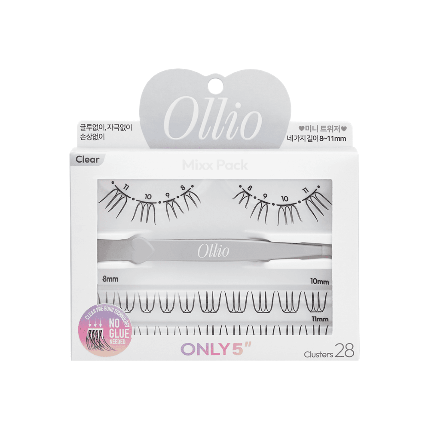 Ollio ノーグルーアイラッシュ [ミックスパック] (8/9/10/11mm) 28pcs