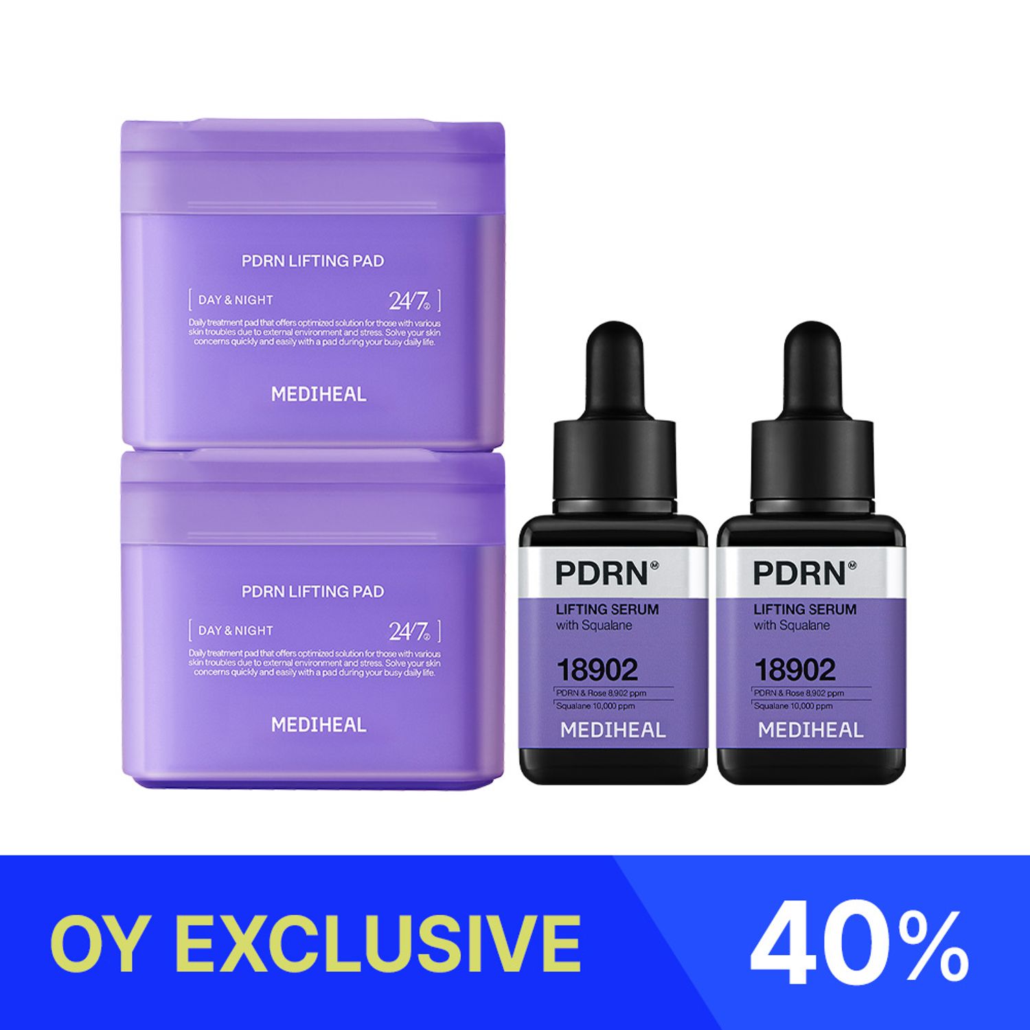MEDIHEAL PDRN Set (PDRN Serum Double Set+PDRN Toner Pad Double Set) | OLIVE YOUNG Global