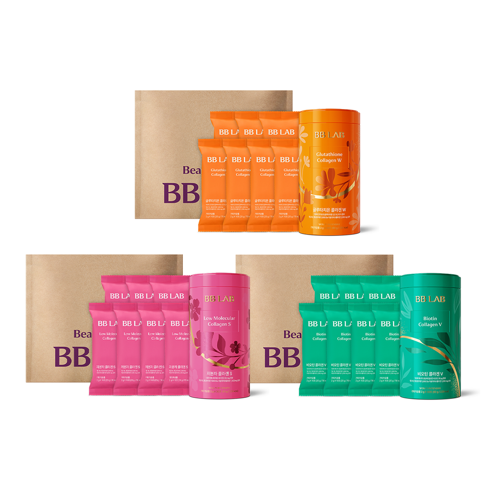 BB LAB Eco Package Triple Set (Low Molecular Collagen S 100 Sticks+Glutathione Collagen W 100 Sticks+Biotine Collagen V 100 Sticks