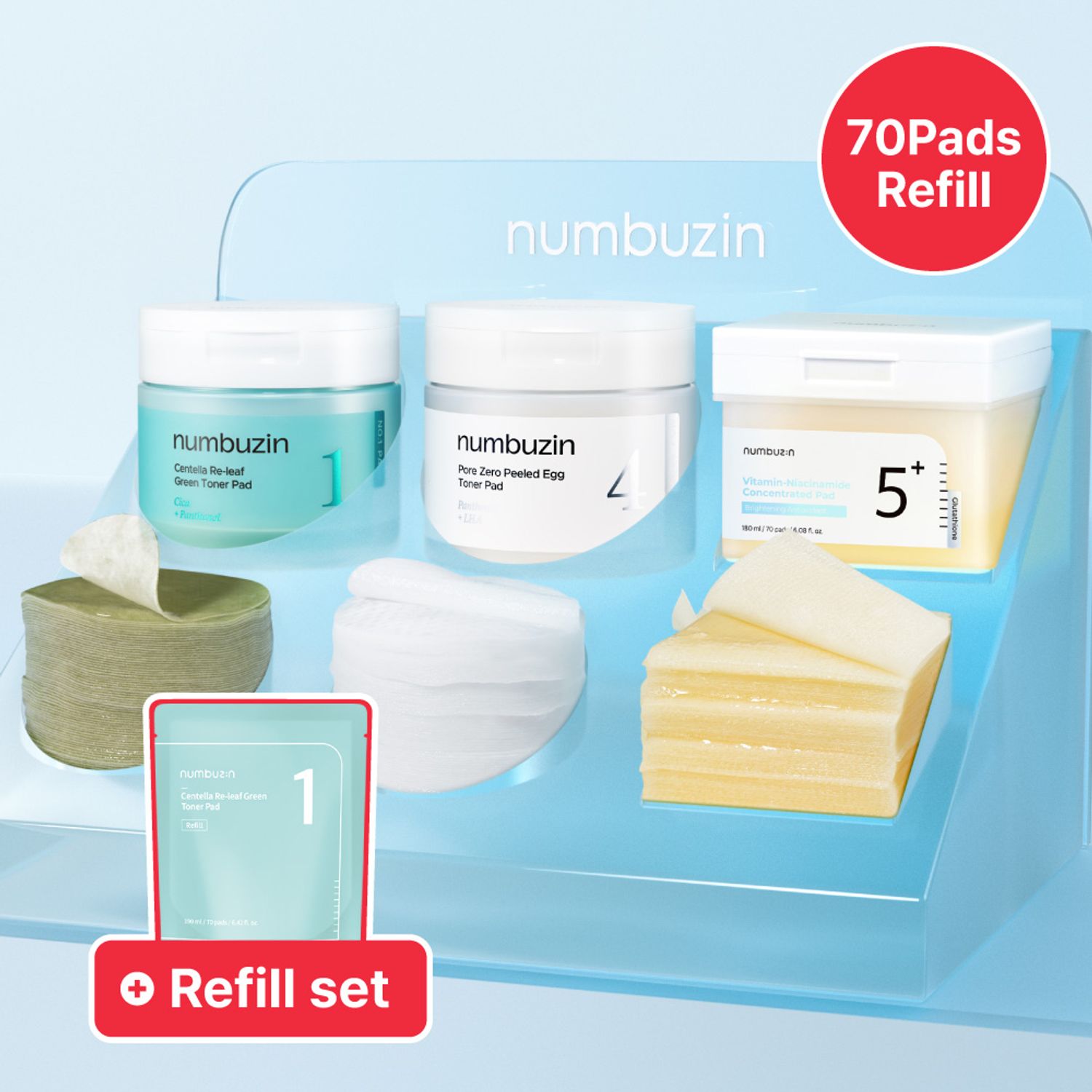 [Total 140 Pads] numbuzin Toner Pad Refill Set [Choose 1 from 3 Types] | OLIVE YOUNG Global
