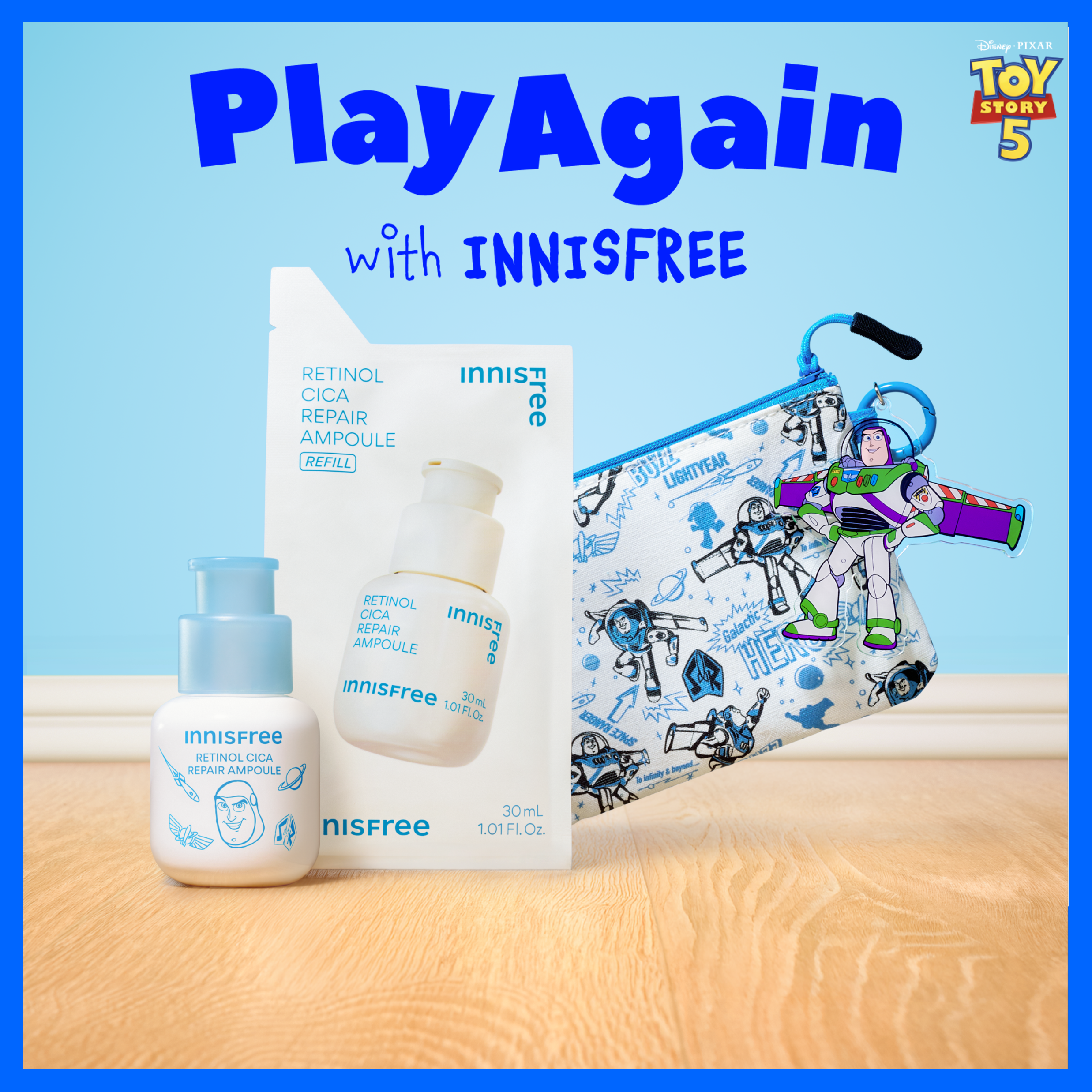 [TOY STORY EDITION] INNISFREE Retinol Cica Repair Ampoule 30ml Refill Set (+30ml Refill+Buzz Pouch)