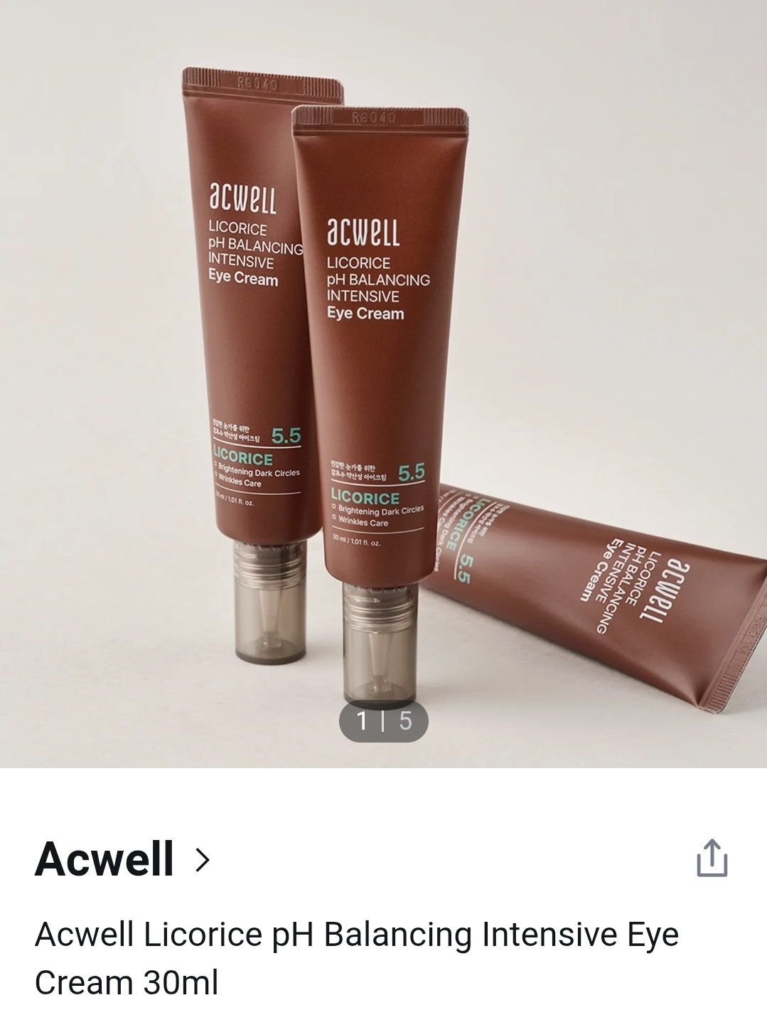 Acwell Licorice pH Balancing Intensive Eye Cream 30ml | OLIVE