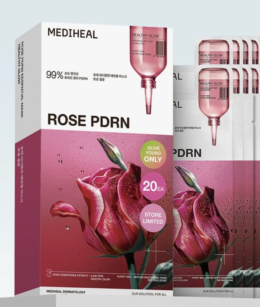 Mediheal ROSE PDRN フェイスパック　ダダックファン Mediheal Rose PDRN Face Essential Mask Pack 10sheets Repair