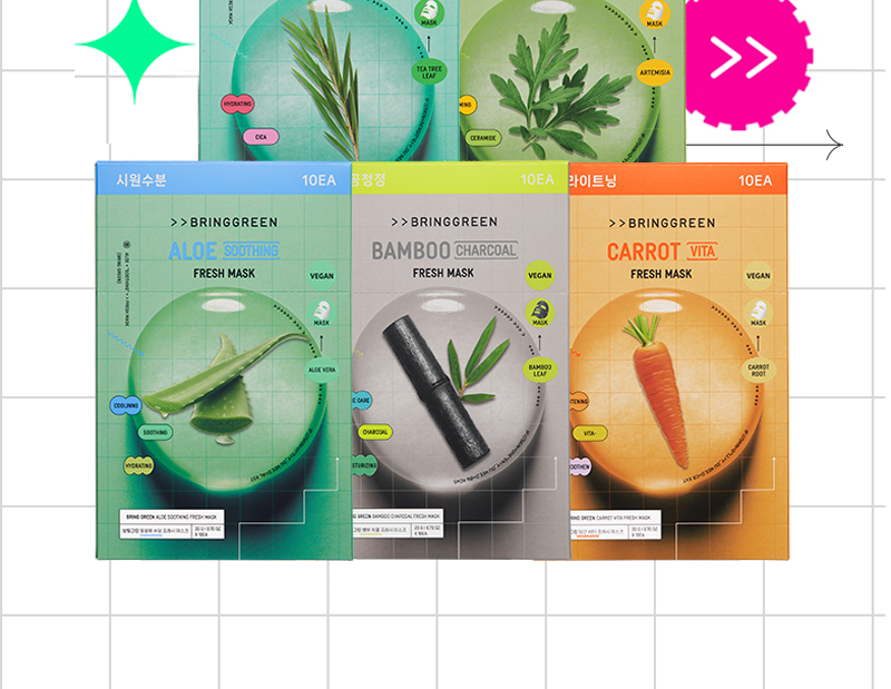 BRINGGREEN フレッシュマスクパック1枚 5種 | OLIVE YOUNG Global