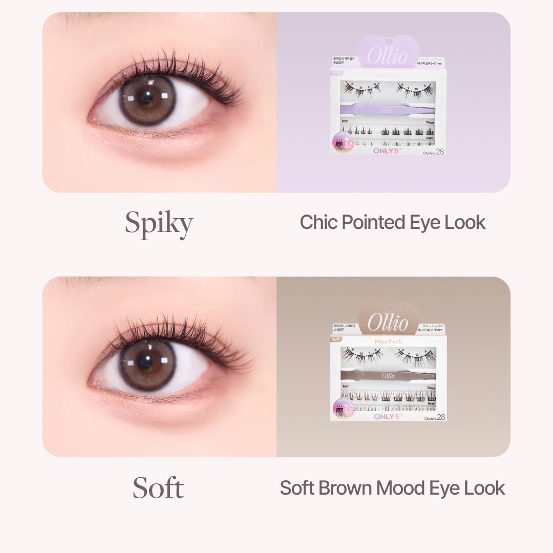 Ollio No Glue Eyelash #Clear [Single PACK Plus] (Short/Wide