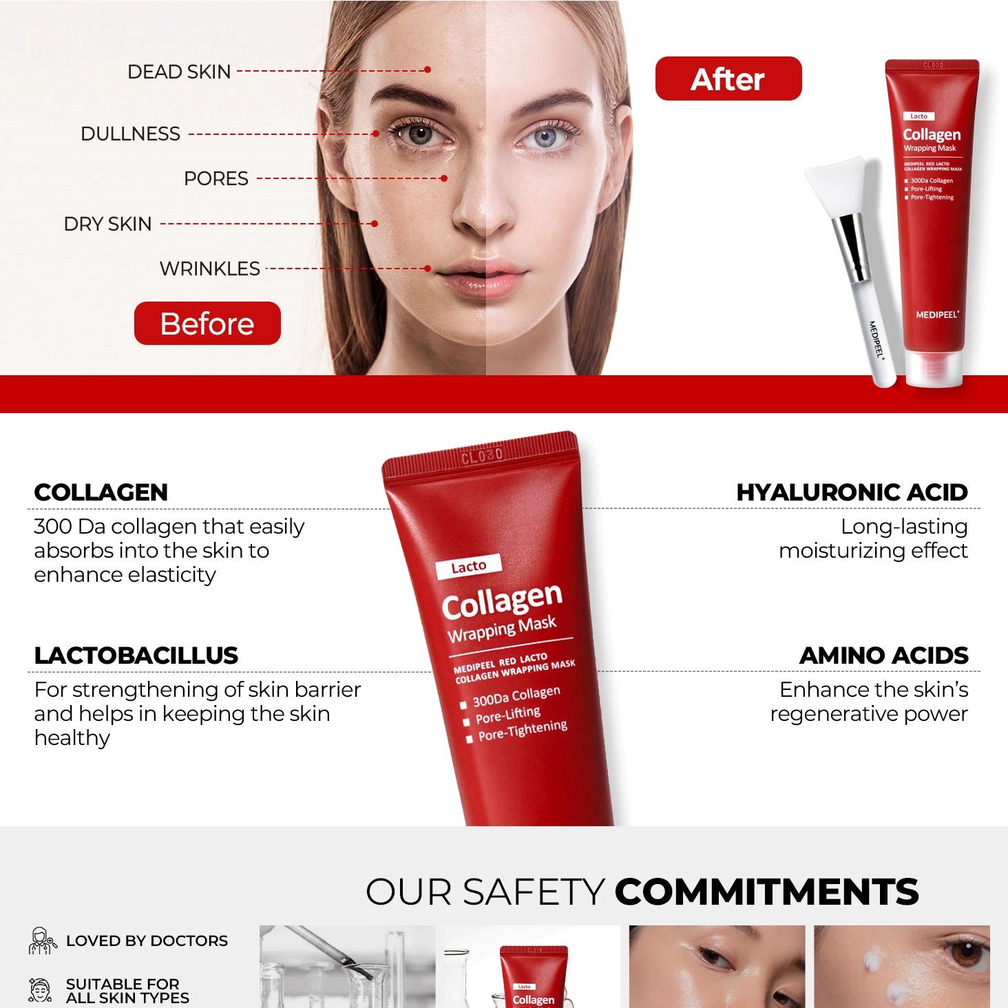 MEDI-PEEL レッドラクトコラーゲンラッピングマスク 70ml (+70mlダブル