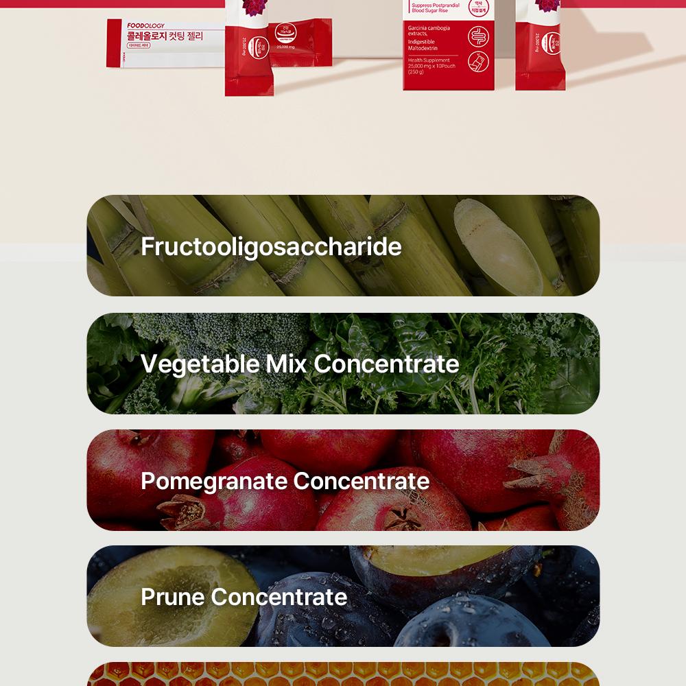 FOODOLOGY Coleology Cutting Jelly 60 Sticks Value Pack (2 month-supply)