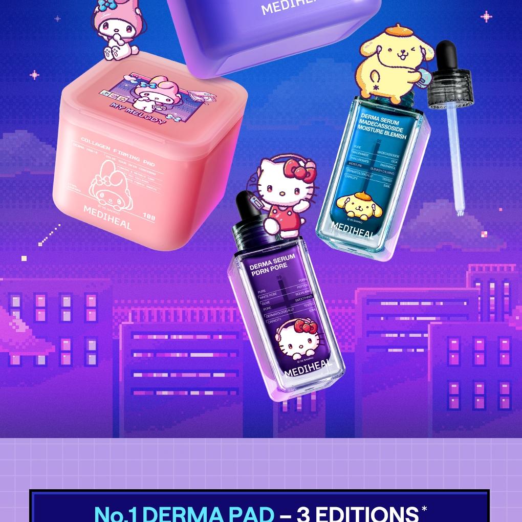 [Sanrio EDITION] MEDIHEAL Toner 100 Pads Double (+Portable Case+Sticker) (3 Options)