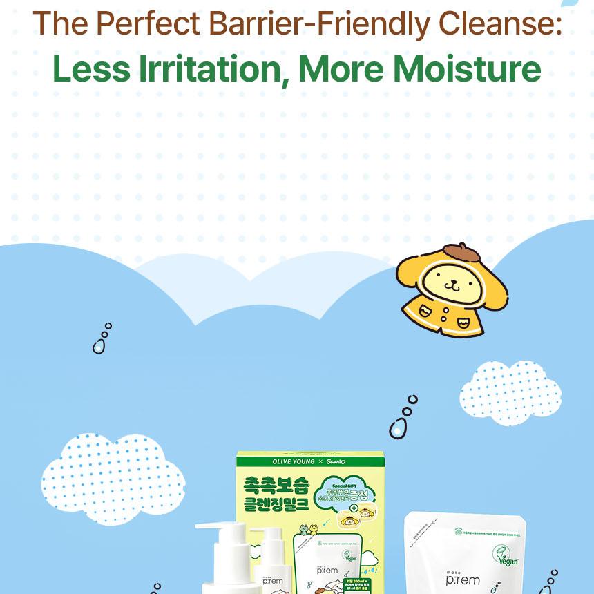 [Sanrio EDITION] makeprem Safe Me Relief Moisture Cleansing Milk 200ml (+Refill 200ml+mini 21ml+POMPOMPURIN Wristband for Face Was