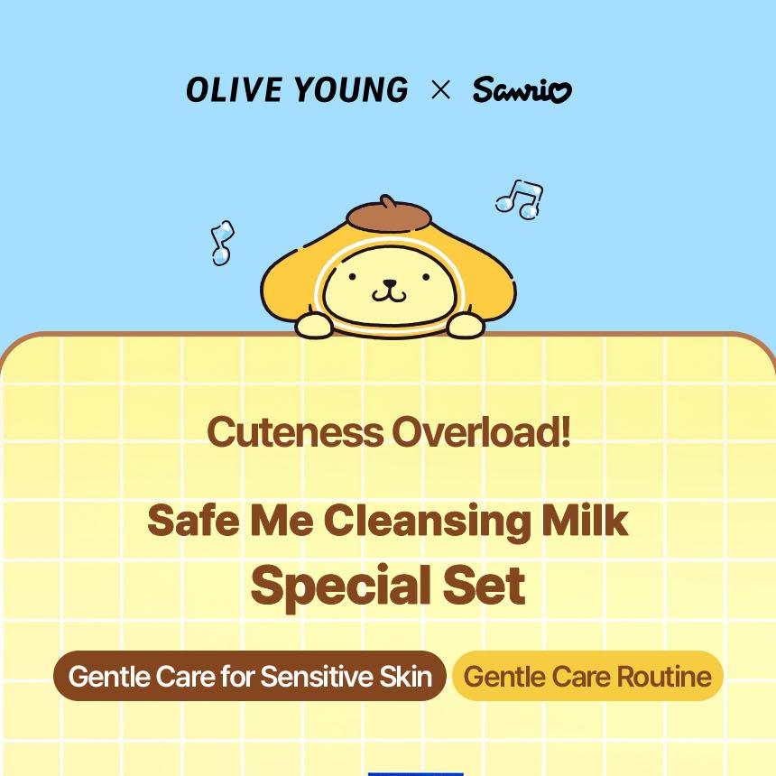 [Sanrio EDITION] makeprem Safe Me Relief Moisture Cleansing Milk 200ml (+Refill 200ml+mini 21ml+POMPOMPURIN Wristband for Face Was