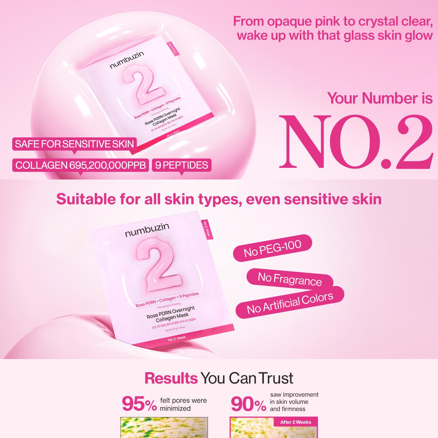 numbuzin No. 2 Rose PDRN Collagen Wrapping Overnight Film Pack 1ea