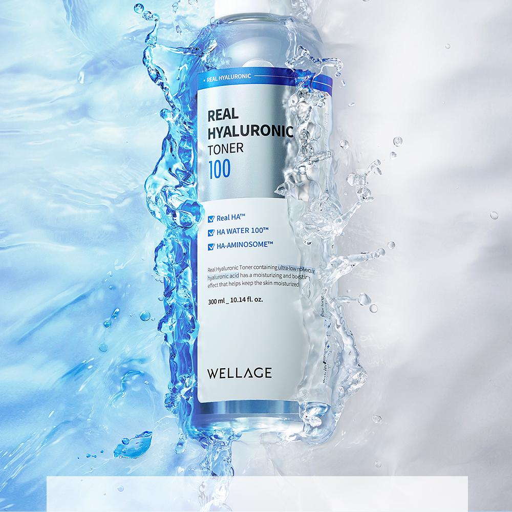 WELLAGE Real Hyaluronic 100 Toner 300mL Special Set (+Cotton Pad