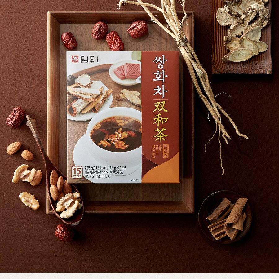 Damtuh Ssanghwa Tea Plus (Black Herbal Tea) 15 Sticks | OLIVE