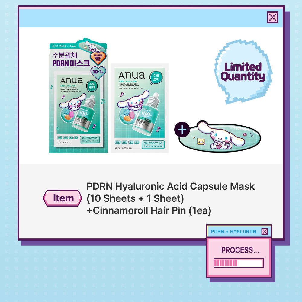 [Sanrio EDITION] Anua PDRN Hyaluronic Acid Capsule 100 Serum Mask 10 sheets (+1 sheets+CINNAMOROLL hair pin)