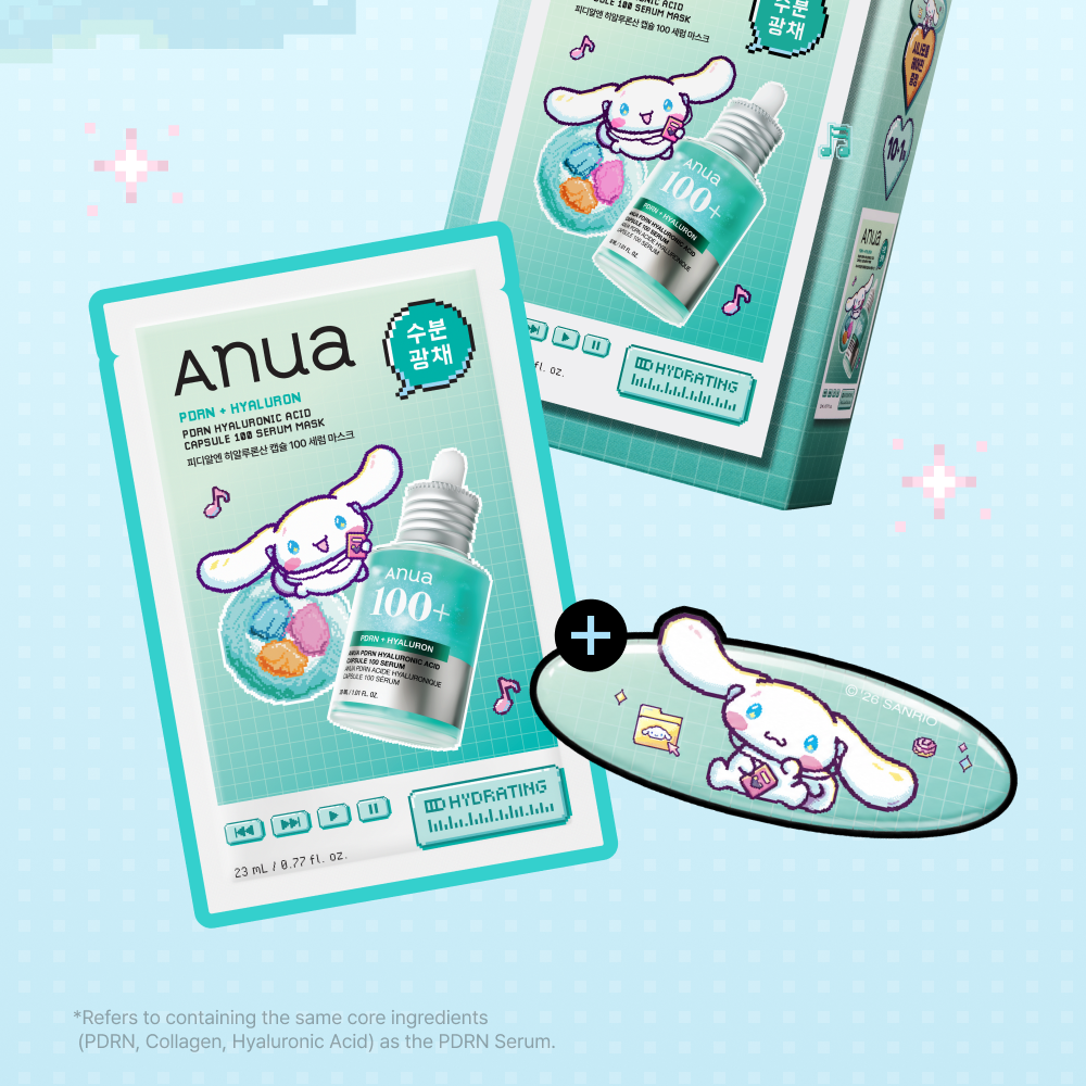 [Sanrio EDITION] Anua PDRN Hyaluronic Acid Capsule 100 Serum Mask 10 sheets (+1 sheets+CINNAMOROLL hair pin)