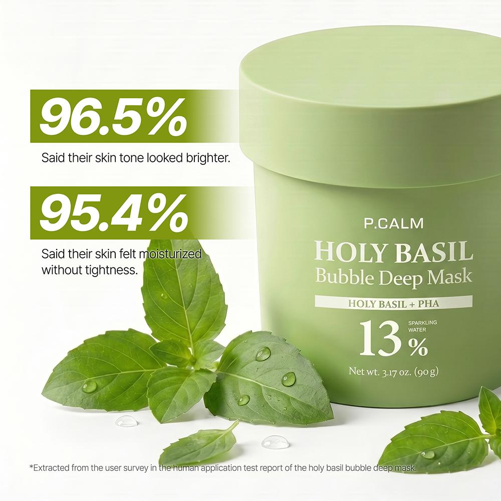 P.CALM Holy Basil Bubble Deep Mask 90g Set (+Dual Pore Brush