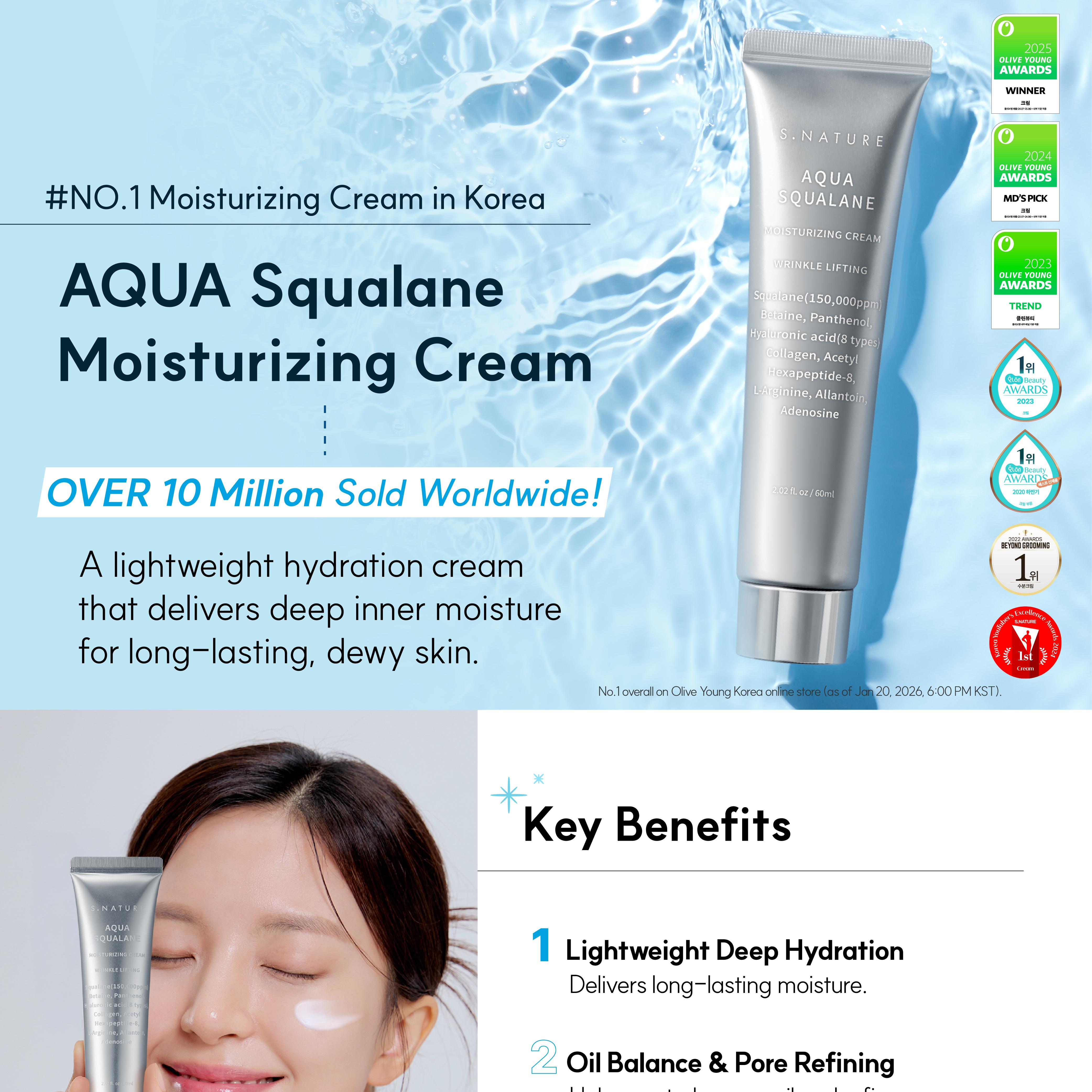 S.NATURE Aqua Squalane Moisturizing Cream 60ml Double Pack (+Mini