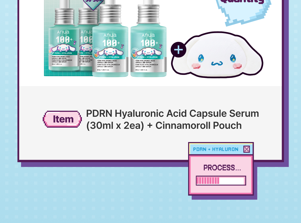 [Sanrio EDITION] Anua PDRN Hyaluronic Capsule 100 Serum 30ml+30ml (2 Options)