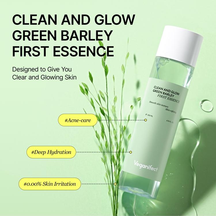 ⭐️ヴィフィーセ２種、オイル３種、ファンデーション３種。 Veganifect Clean & Glow Green Barley First Essence 150mL | OLIVE